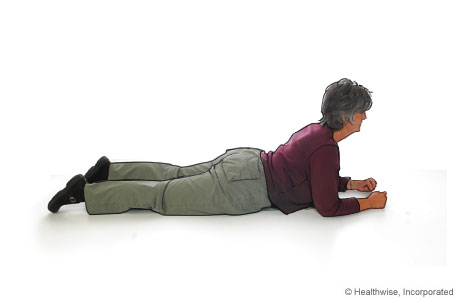 Press-up stretch to ease back aches and fatigue Press-up stretch to ease back aches and fatigue